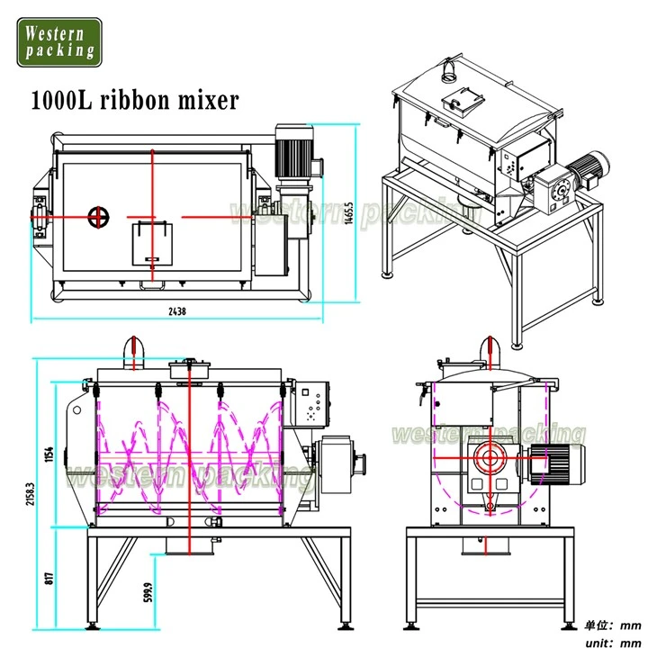 ribbon blender for powder mixing