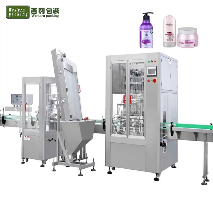Automatic shampo bottle filling and capping machine jar
